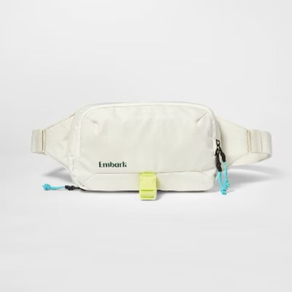 Stylish White Waist Bag with Yellow Detail